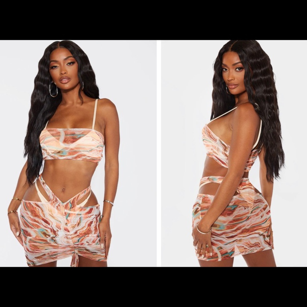 PLT 4 piece mesh coverup w matching bathing suit✨